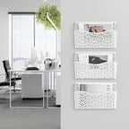 EasyPAG 3 Pack Hollow Design Wall-Mounted File Organizer - Heavy Duty Metal, Vertical Space Saving, Letter Size Single Pocket Holder for Office, Home, School, White - Image 7