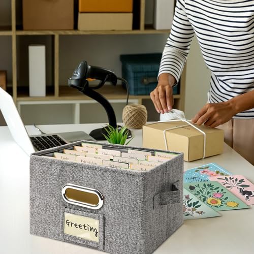 Vienrose Greeting Card Organizer Box Grey 2 Pack with 20 Dividers - Image 6