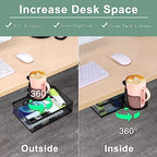 ROSYLINE Rotary Under Desk Storage Organizer with Cup Holder & Drawer Tray - Image 3