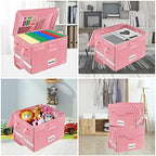 DocSafe Fireproof Document Box with Lock,File Storage Organizer with Pockets,Collapsible Portable File Box Home Office Safe Filing Cabinet with Handle for Hanging Letter/Legal Folders,Pink,2 Pack - Image 3