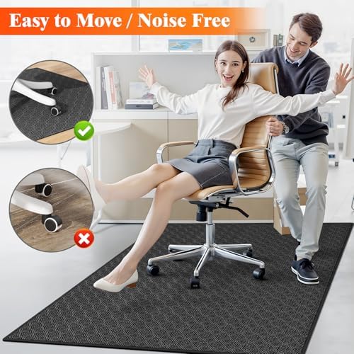 KMAT Office Chair Mat, 46x60in Heavy Duty Hardwood/Tile Floor Protector, Floor Mat Computer Desk Mat for Rolling Chairs, Work, Study, Office, Black - Image 5