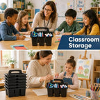 gisgfim 8 Pack Black Classroom Caddy Table Organizer with Handle - Image 6