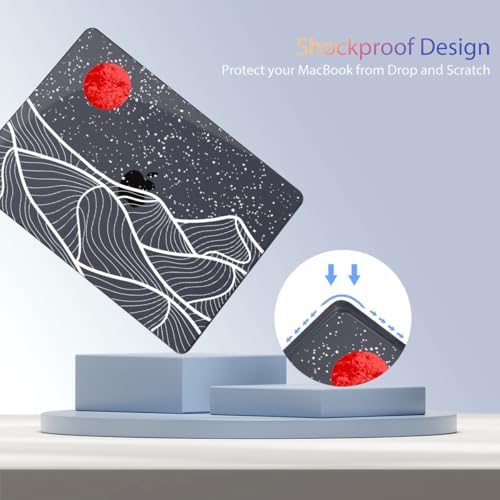 Teryeefi for M3 M2 M4 MacBook Air 13 inch Case 2025 2024 2023 2022 Release A3240 A3113 A2681 Model,Hard Shell Case for MacBook Air 13.6 inch + Keyboard Cover + Type C Adapter, Abstract Mountain-100 - Image 6