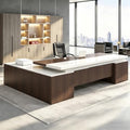 Executive Desk, L Shaped Executive Office Desk with Locking Drawer & File Cabinet, 1'' Thick Desktop, Large Office Desk with Storage, Modern Executive Computer Workstation for Home Office & Business by Unknown