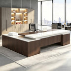 Executive Desk, L Shaped Executive Office Desk with Locking Drawer & File Cabinet, 1'' Thick Desktop, Large Office Desk with Storage, Modern Executive Computer Workstation for Home Office & Business by Unknown