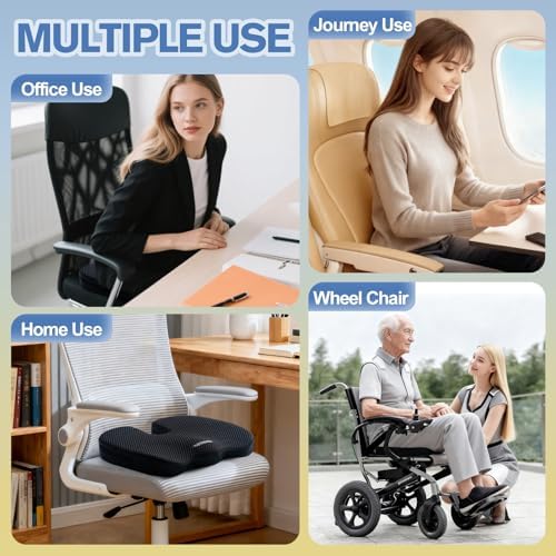 Mureon Office Chair Cushion, Ergonomic Memory Foam Seat Cushion, Mesh Black - Image 7