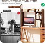 DREAMADE Desktop Bookshelf, 3-Tier Desk Shelf with 5 Racks, Walnut - Image 5