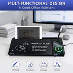 SELEAD Anti-Glare Glass Desktop Whiteboard with Wireless Charger, Black - Image 2
