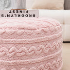 Pouf Ottoman Stuffed 20x20x12 Inches Floor Pouf Plush Fiber Ottoman Foot Rest Under Desk Foot Stool for Living Room Bedroom (Pink) - Image 4