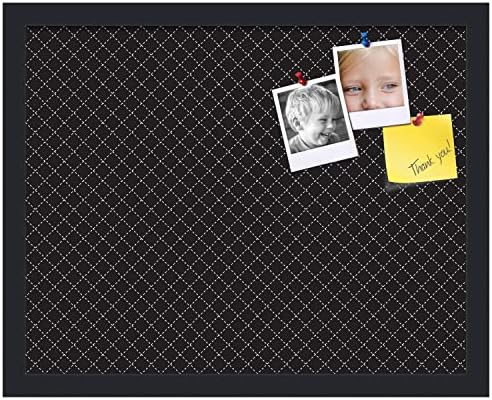 PinPix 19x15 inch Cork Bulletin Board. This Decorative Framed Pin Board Comes with Diamond Pattern in Black Design and Satin Black. Ideal for Home, Office Decor or School (PinPix-120) - Image 2