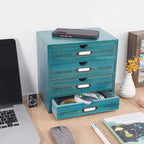 Small Wooden Drawers Wooden Box with Drawer Blue - Image 2