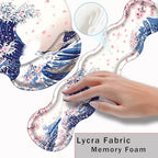 Mouse Pad,Large Pink Desk Mat, 4in1 XXL Mousepad + Keyboard Wrist Rest+Mouse Wrist Rest+Coaster Set with Ergonomic Desk Pad for Home Office Table Computer-Japanese Sea Wave - Image 5