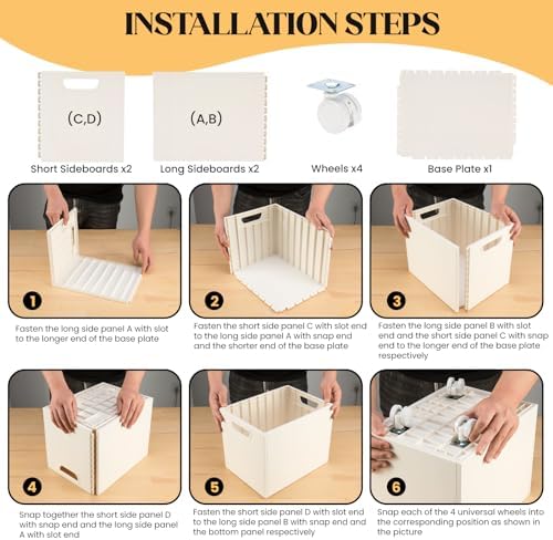 File Box Rolling File Organizer with Wheels Stackable Storage File Boxes Portable Letter File Folder Box Book Box Document Organizer for Home Office Filing Storage Bin, 2Pcs - Image 7