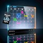 Magnetic LED Monthly Planner - Rechargeable 14x10" Acrylic Dry Erase Calendar for Fridge or Desk - Light-Up Illuminated Whiteboard with 7 LED Colors and Markers - Image 5