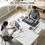 Desk Mat – Double-Sided Vegan Leather & Felt | Built-In Magnetic Cable Organizer & File Storage | Premium Workspace Pad for Office, Gaming & Creative Professionals-（Green） - Image 5