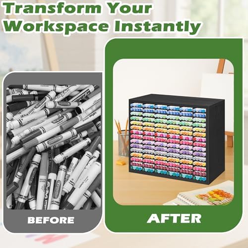 PROLEE Markers Organizer with 90 Compartments for 360 Marker Storage Art Pens Storage Rack,Watercolor Brushes Pens Alcohol Marker Holder for Desk Organizer - Image 5