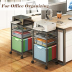 Sbanmao Rolling File Cart with 3 Drawers, Filing Cabinet, Hanging Folder Holder Organizer with Wheels, Under Desk Storage Utility Cart, File Cabinet Printer Stand for Home Office, Black - Image 5