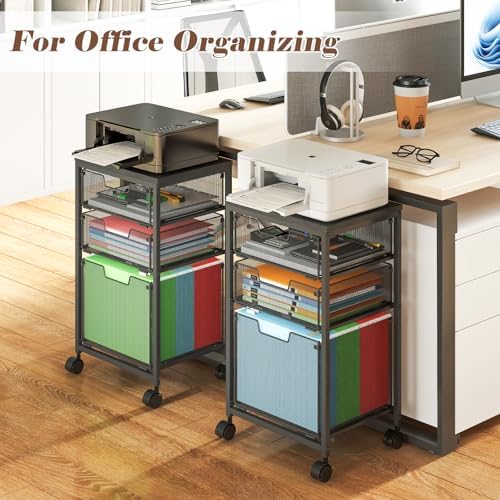 Sbanmao Rolling File Cart with 3 Drawers, Filing Cabinet, Hanging Folder Holder Organizer with Wheels, Under Desk Storage Utility Cart, File Cabinet Printer Stand for Home Office, Black - Image 5