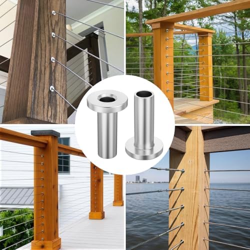 Cable Railing Protector Sleeves - 120 Pack T316 Stainless Steel Protective Sleeves - 1/8" 3/16" 5/32" Deck Cable Railing Hardware Kit for Wood Posts - Image 5