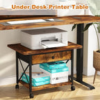 EasyCom Large Printer Stand with Fabric Storage Drawer and Locking Wheels - Image 4