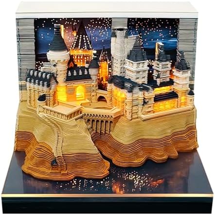 3D Memo Pad, 3D Calendar 2027, Time Piece Calendar, Tear-Off Calendars 2027, 3D Paper Carving Art Memo Pad, Art Carving Sticky Notes for Office Home Gifts Ornaments (Magic Castle) by JCSY