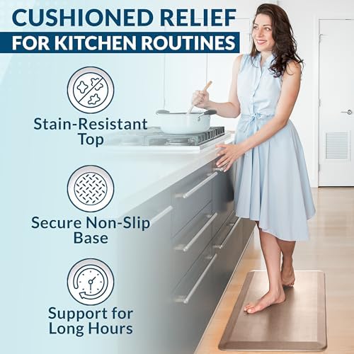 ComfiLife Anti Fatigue Floor Mat – 3/4 Inch Thick Kitchen Mats for Floor, Standing Desk Mat, Kitchen Rug – Comfort at Home, Office – Durable – Stain Resistant – Non-Slip Bottom (20" x 39", Rose Gold) - Image 6