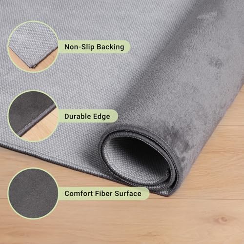 Office Chair Mat, 75" x 60" Large Chair Mat for Hard Floors, Flannel Fabric Area Rug for Hard Surface, Floor Protector Under Desk Mat for Home Office (Dark Grey) - Image 3