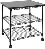 Mount-It! Printer Stand With Wheels | 3-Tier Large Printer Cart With Storage Shelves For 3D & Laser Printer, Scanner, Heat Press | Rolling Metal Utility Table For Home and Office Use, 200 Lbs Capacity by Mount-It
