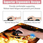 Large Keyboard Mouse Pad Set, Extended Mouse Pad+Keyboard Wrist Rest Support, Memory Foam Ergonomic Easy Typing, 4Pcs (31.5×11.8 in) Desk Pad Set for Office Home,Skull Woman with Rose - Image 5