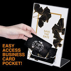 Remerry 12 Pcs Acrylic Sign Holder with Business Card Holder Slanted Paper Stand Clear Brochure Display Stand Heavy Duty Plastic Signs for Office Table Advertisement Flyer (4 x 6 Inch) - Image 5
