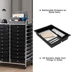 Giantex 20 Drawer Rolling Storage Cart Tools Scrapbook Paper Office School Organizer (25 x 15 x 35 Inch, Black) - Image 7
