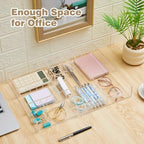 Briwooody 2 Pcs Acrylic Desk Drawer Organizer Maximum 11.8 x 17 x 1.9 Inch Expandable Drawer Organizer Trays with 7 Adjustable Compartments Desk Accessories for Makeup Silverware Office Bathroom - Image 3