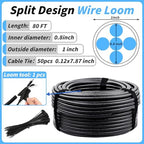 Oleitodh 80 ft 1 in OD Split Wire Loom Tubing, with 50 Ties & Tool - Image 2