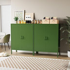 COFaR Forest Green Metal Cabinet, 40” Kitchen Pantry & Coffee Bar Cabinet, 3-Tier Adjustable Shelf Organizer with Magnetic Doors, Rustic Modern Sideboard for Dining Room, Home Office - Image 3