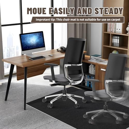 Office Chair Mat - for Hardwood Floors, Large Non-Slip Easy-Clean Floor Protection Blanket (Black, “60 x 48in”). - Image 2