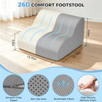 26D Foot Rest for Under Desk at Work, Ergonomic Memory Foam, Grey - Image 3