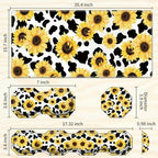Gaming Mouse Pad Wrist Support & Desk Mat(35.4" x 15.7") & Keyboard Wrist Rest & Coasters CGFGHHUY 4 Pcs Set with Memory Foam Ergonomic Easy Typing Pain Relief - Cow Print Sunflowers - Image 2