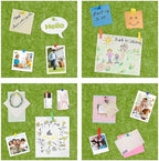 AKTOP Cork Bulletin Board 12x12, 1/2" Thick Felt Cork Board Tiles 12 Pack, Small Square Pin Board for Wall, Self Adhesive Corkboards with 120 Push Pin Wood Clips for School, Home & Office, Green - Image 4