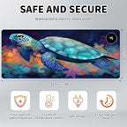Heated Mouse Pad Hand Warmer, Warm Desk Pad Mousepad Desk Mat with 3 Levels Heating and Auto Shut Down 31.5 x 13 inch PU Leather Warmer Keyboard Mat for Gaming Laptop Office Home, Sea Turtle Art - Image 2
