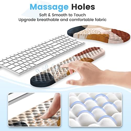 HAOCOO 3-Pcs Memory Foam Desk Set with Wrist Support, Boho Brown - Image 3