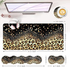 Large Keyboard Mouse Pad Set, Extended Mouse Pad+Keyboard Wrist Rest Support, Memory Foam Ergonomic Easy Typing, 4Pcs (31.5×11.8 in) Desk Pad Set for Office Home,Leopard Print - Image 6
