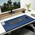 Edge-Locked Leather Desk Pad, Desk Blotter with Full Grip Fixation Lip, Waterproof Large Office Table Mat, Non-Slip Laptop Mouse Pads for Work Typing Writing (Navy,39.4"x19.7") by Unknown