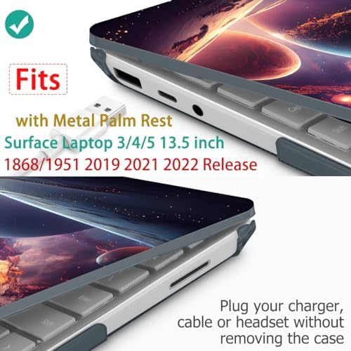 Mektron Case for 13.5" Microsoft Surface Laptop 5/4/3 with Metal Palm Rest Model 1951/1868, 2019/2021/2022 Release Plastic Hard Shell Cover with Screen Protector, Planets - Image 3
