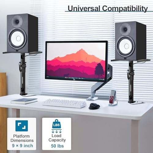 Vondynote Studio Monitor Stands Desk Clamp Speaker Stands with Cable Hole - Image 7