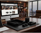 DACASSO Black Bonded Leather 5-Piece Desk Set - Image 6