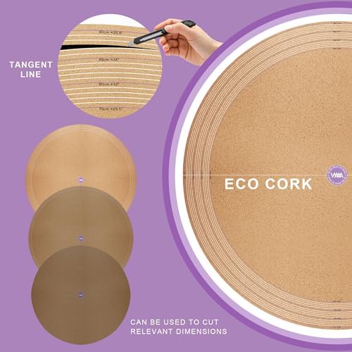 Vyaaa 36 inch PU Leather & Cork Round Placemats, Cut-to-Size, Black - Image 3