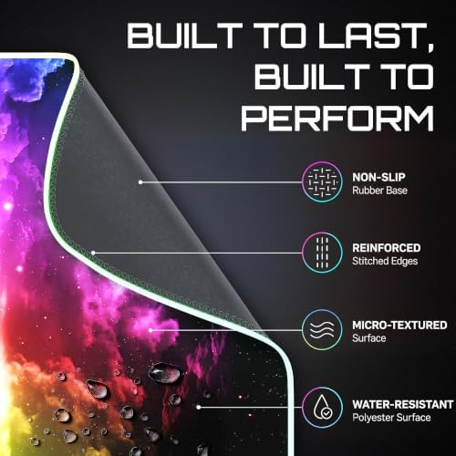 Gerlos RGB Gaming Mouse Pad, Large LED Desk Mat for Gamer, 31.5" x 11.8" - Image 4