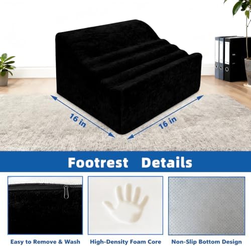 Foot Rest Under Desk, Ergonomic Foot Stool for Office and Home (Black) - Image 3