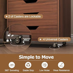 GIANTEX 7-Drawer Storage Cabinet, Mobile File Organizer with 4 Universal Casters, Wooden Vertical Filing Cabinet on Lockable Wheels for Office, Study, Living Room (19” x 15.5” x 34.5”,Walnut) - Image 7