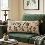 ISAENNE Vintage Elegant Linen Rectangle Throw Pillow Cover,28"x12"-Murad A - Image 2